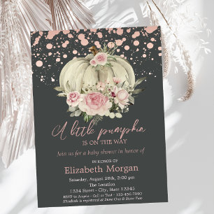Invitation Citrouille, Roses roses, Baby shower or Rose
