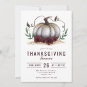 Invitation Citrouille Russe Bourgogne Gold Thanksgiving Dîner (Devant)