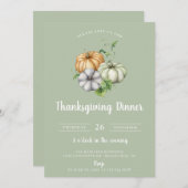 Invitation Citrouille russe Patch Thanksgiving Dîner Sage (Devant / Derrière)