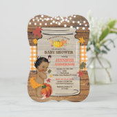 Invitation Citrouille russe petite fille douche bois d'invita (Debout devant)