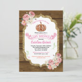 Invitation citrouille russe petite fille douche bois d'invita (Debout devant)