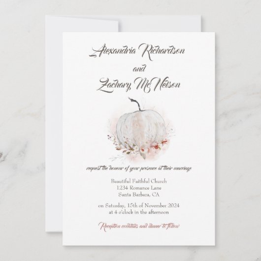 Invitation Citrouille Rustic Fall Mariage (Devant)