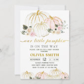 Invitation Citrouille Rustic Floral Baby shower d'automne (Devant)