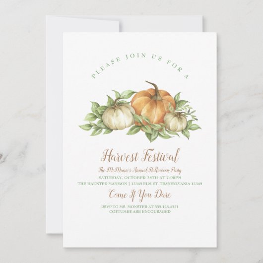 Invitation Citrouille rustique (Devant)