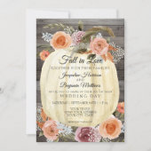 Invitation Citrouille rustique Aquarelle Florale Orange brûlé (Devant)