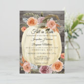 Invitation Citrouille rustique Aquarelle Florale Orange brûlé (Debout devant)