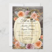 Invitation Citrouille rustique Aquarelle Florale Orange Prune (Devant)