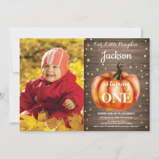 Invitation Citrouille Rustique Automne Anniversaire Invitatio (Devant)