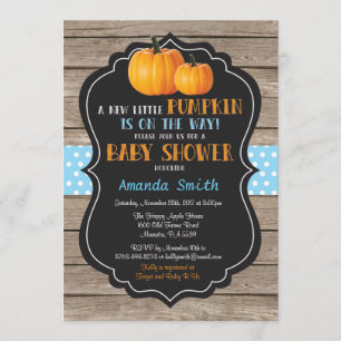 Invitation Citrouille Rustique Automne Baby shower garçon Inv