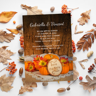 Invitation Citrouille rustique Automne Grange Mariage Enregis