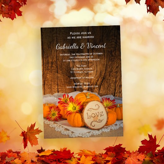 Invitation Citrouille rustique Automne Mariage de la grange