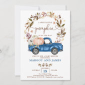 Invitation Citrouille rustique Baby shower bleu classique (Devant)