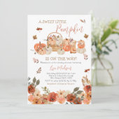 Invitation Citrouille rustique Baby shower Floral Feuilles au (Debout devant)