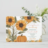 Invitation Citrouille rustique Baby shower tournesol Invitati (Debout devant)