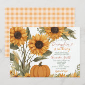 Invitation Citrouille rustique Baby shower tournesol Invitati (Devant / Derrière)
