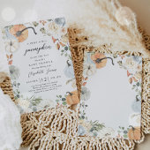 Invitation Citrouille Rustique bleu Floral Baby shower garçon