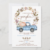 Invitation Citrouille rustique Camion Baby shower bleu bébé (Devant)