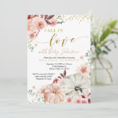 Invitation Citrouille rustique chute dans l'amour Baby shower (Debout devant)