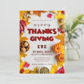 Invitation Citrouille rustique Elegance Feuilles & Épicerie (Debout devant)