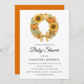 Invitation Citrouille rustique et Baby shower d'automne de co (Devant / Derrière)
