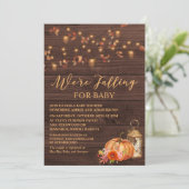 Invitation Citrouille Rustique Feuille Baby shower de bois In (Debout devant)