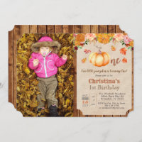 Citrouille Rustique Feuille Bois 1er anniversaire 