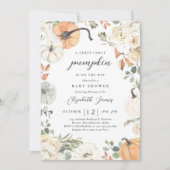 Invitation Citrouille rustique Floral Genre Baby shower neutr (Devant)