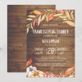 Invitation Citrouille rustique Golden Folid Thanksgiving Dîne (Devant / Derrière)