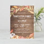 Invitation Citrouille rustique Golden Folid Thanksgiving Dîne (Debout devant)