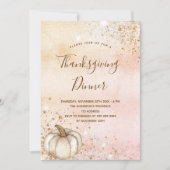Invitation citrouille rustique or rose Thanksgiving Dîner (Devant)