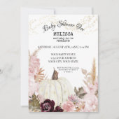 Invitation Citrouille Rustique Pampas Baby shower De Foliage (Devant)