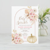 Invitation Citrouille rustique Pampas Baby Sprinkle Invitatio (Debout devant)