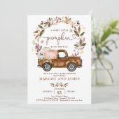 Invitation Citrouille rustique Pickup Truck Baby shower en te (Debout devant)