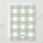 Invitation Citrouille Sage Green En vichy Baby shower (Dos)