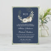 Invitation Citrouille Sage Green Wreath QR Code Marine Mariag (Debout devant)
