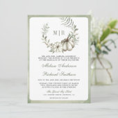 Invitation Citrouille Sage vert Wreath QR Code Mariage (Debout devant)