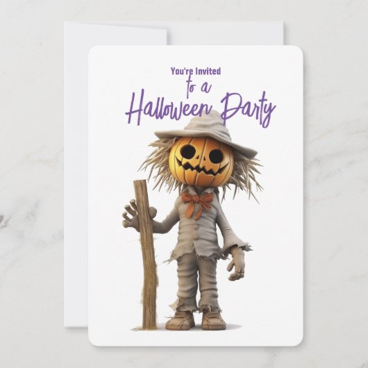 Invitation Citrouille Scarecrow Halloween Party (Devant)