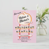 Invitation Citrouille signe Mod Halloween Mariage (Debout devant)