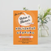 Invitation Citrouille signe Mod Halloween Mariage (Debout devant)