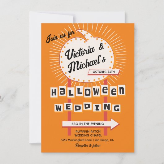 Invitation Citrouille signe Mod Halloween Mariage (Devant)