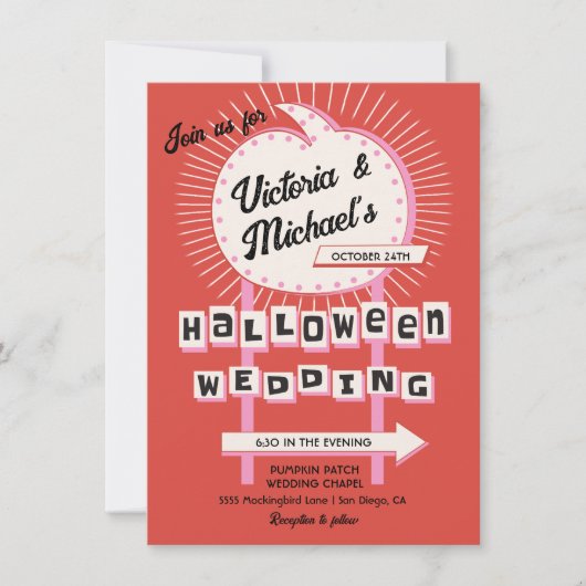Invitation Citrouille signe Mod Halloween Mariage (Devant)