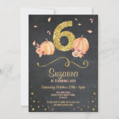 Invitation Citrouille SIX Anniversaire 6E Chalk d'automne Inv (Devant)