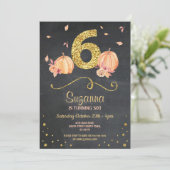Invitation Citrouille SIX Anniversaire 6E Chalk d'automne Inv (Debout devant)