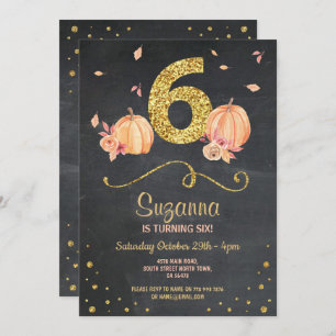 Invitation Citrouille SIX Anniversaire 6E Chalk Gold Invitati