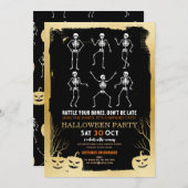 Invitation Citrouille Skeleton Halloween Bones Party (Devant / Derrière)