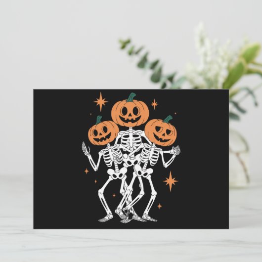Invitation Citrouille Skeleton Halloween Citrouille saison Éf (Debout devant)