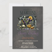 Invitation Citrouille Skeleton Skull Martini Dark Halloween (Devant)