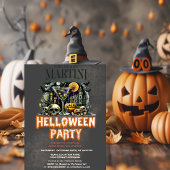 Invitation Citrouille Skeleton Skull Martini Scandale Hallowe