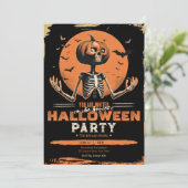 Invitation Citrouille Skeleton Vintage Halloween Costume Part (Debout devant)