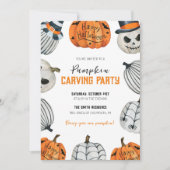 Invitation Citrouille Soirée de sculpture Halloween Invitatio (Devant)